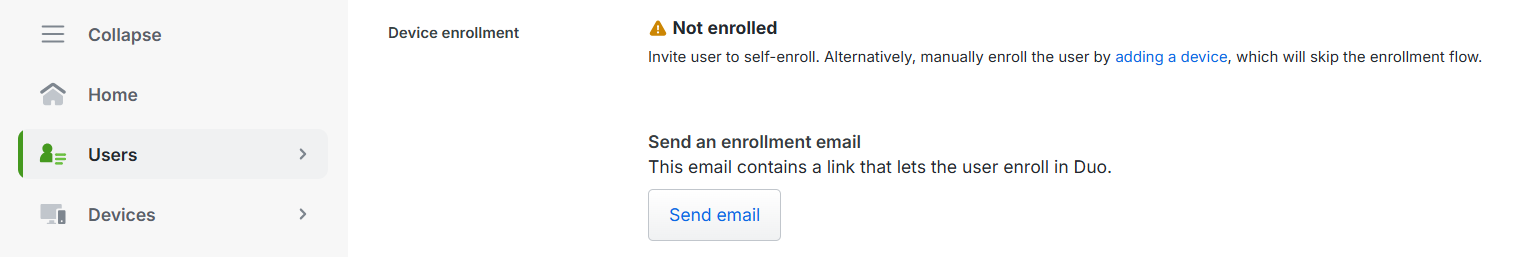 Duo Admin Portal - Send Email