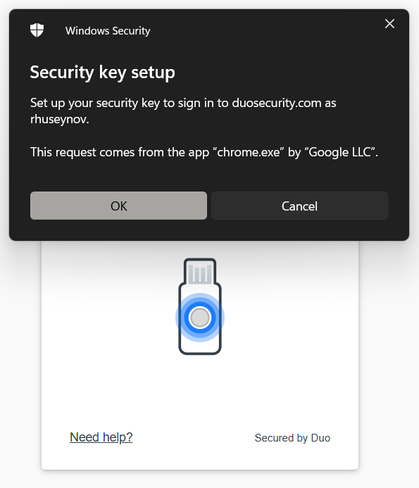 Duo Enrollment - Security Key Wizard