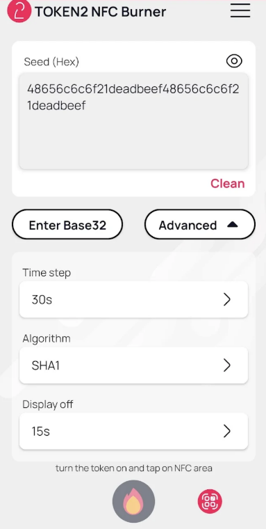 Mobile NFC Burner apps for the second-generation single-profile Token2 programmable tokens